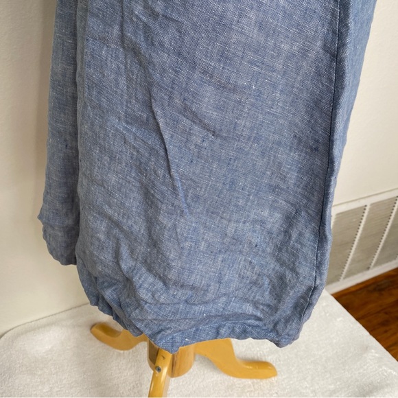 Bryn Walker Blue Chambray 100% Linen Sleeveless Button Tunic Blouse Size Medium - Picture 10 of 15